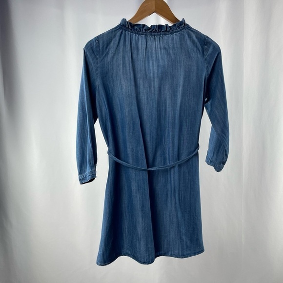 Bella Dahls Girls Ruffle Neck Long Sleeve Dress with Belt in Blue Size 10 - Picture 6 of 7